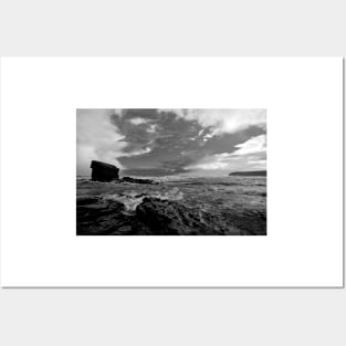 Collywell Bay Storm in B&W Posters and Art